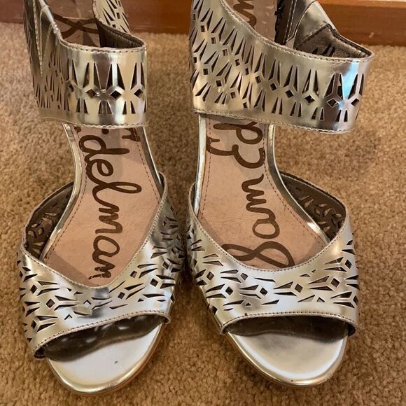 Sam Edelman silver cutout heels. - Picture 10 of 11